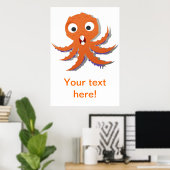 Oranje octopus cartoon poster (Thuiskantoor)