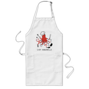 Oranje Octopus Chef Personaliseer lang Schort
