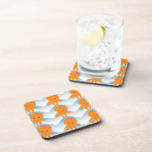 Oranje Octopus En Blauwe Golven Patroon Drankjes Onderzetter (Rechterzijde)
