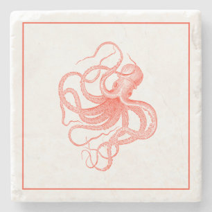 Oranje  Octopus Illustratie Stenen Onderzetter