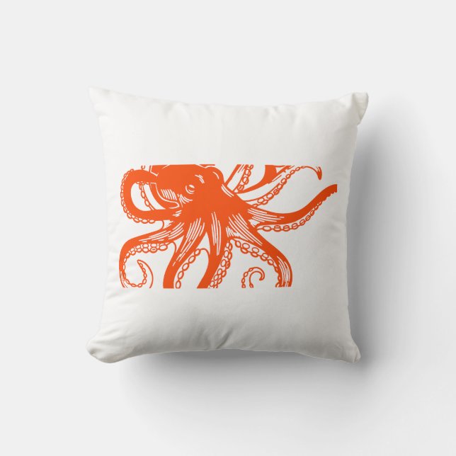 Oranje Octopus  Kussen (Voorkant)