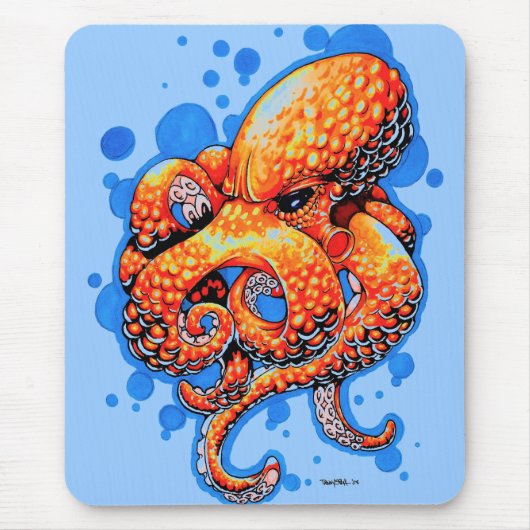 oranje octopus - muismat (Voorkant)