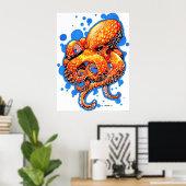 oranje octopus poster (Thuiskantoor)