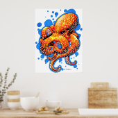 oranje octopus poster (Keuken)
