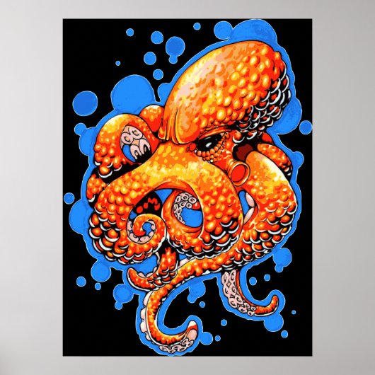 Oranje octopus poster (Voorkant)