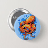 oranje octopus ronde button 5,7 cm (Voorkant /achterkant)