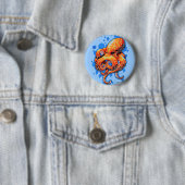 oranje octopus ronde button 5,7 cm (In situ)