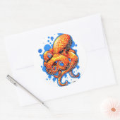 oranje octopus ronde sticker (Envelop)