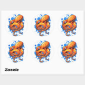 oranje octopus ronde sticker (Vel)