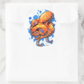 oranje octopus ronde sticker (Tas)