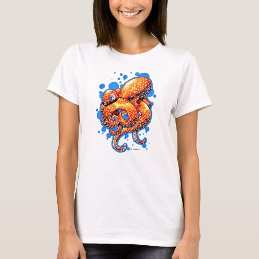 oranje octopus - t-shirt (Voorkant)