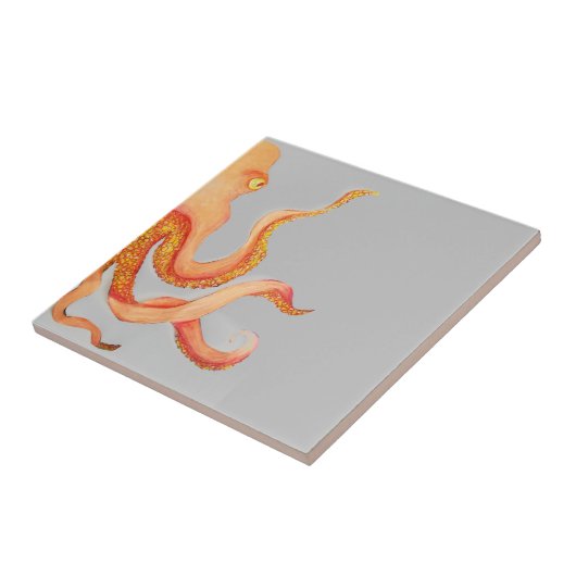 oranje octopus tegeltje (Zijkant)