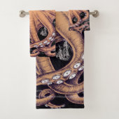 Oranje octopus Tentacles inkt Bad Handdoek (Insitu)
