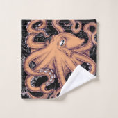 Oranje octopus Tentacles inkt Bad Handdoek (Wasdoekje)