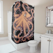 Oranje octopus Tentacles inkt Douchegordijn (In situ)