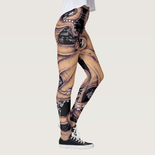 Oranje octopus Tentacles inkt Leggings (Rechts)