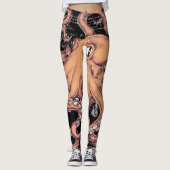 Oranje octopus Tentacles inkt Leggings (Voorkant)