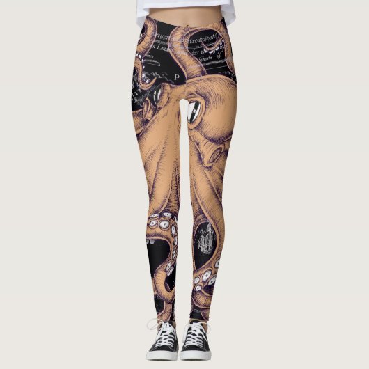 Oranje octopus Tentacles inkt Leggings (Voorkant)