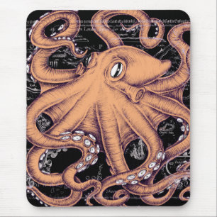 Oranje octopus Tentacles inkt Muismat