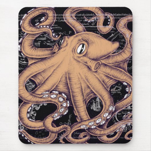 Oranje octopus Tentacles inkt Muismat (Voorkant)