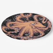 Oranje octopus Tentacles inkt Papieren Bordje (Gekanteld)