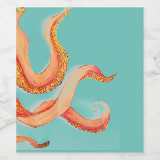 oranje octopus wijn etiket (Enkel label)