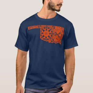 Oranje Oklahoma State Gift Mandala Yoga OK Art T-shirt