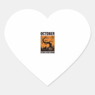 Oranje Oktober Halloween Vintage Griezelen T-shirt Hart Sticker