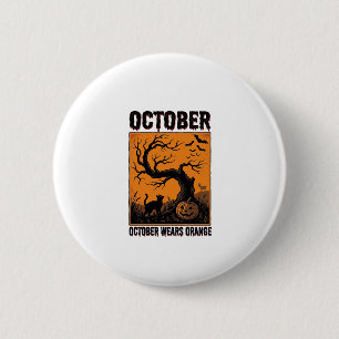 Oranje Oktober Halloween Vintage Griezelen T-shirt Ronde Button 5,7 Cm