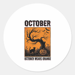 Oranje Oktober Halloween Vintage Griezelen T-shirt Ronde Sticker