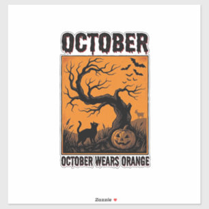 Oranje Oktober Halloween Vintage Griezelen T-shirt Sticker