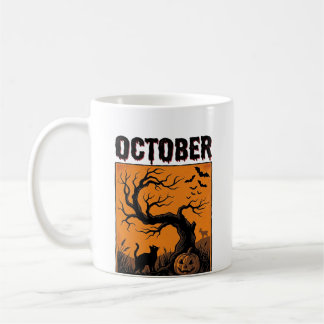 Oranje Oktober Halloween Vintage Griezelshemd Desi Koffiemok
