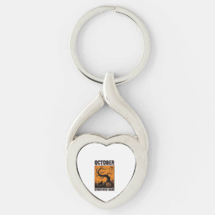 Oranje Oktober Halloween Vintage Griezelshemd Desi Sleutelhanger