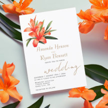 Oranje Oleander Aquarel Bloem Bloemstuk Bruiloft