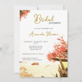 Oranje Oleander Bloemen Strand Bruids Bruiloft Kaart (Voorkant)