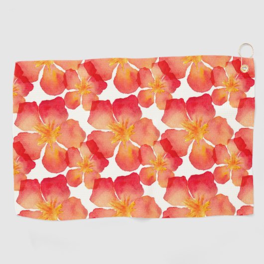 Oranje Oleander Floral Pattern Golfhanddoek (Horizontaal)