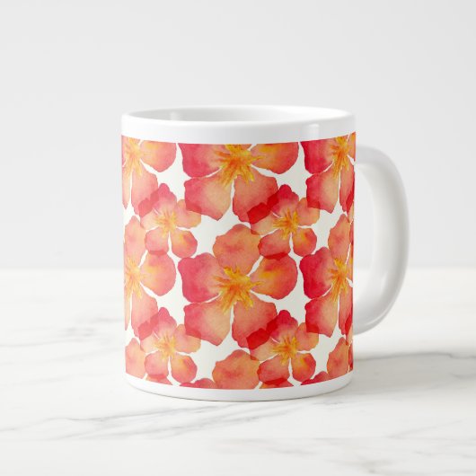 Oranje Oleander Floral Pattern Grote Koffiekop (Voorkant rechts)