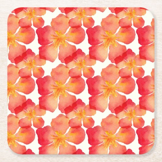 Oranje Oleander Floral Pattern Kartonnen Onderzetters (Voorkant)