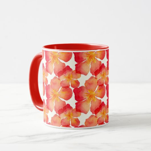 Oranje Oleander Floral Pattern Mok (Voorkant links)