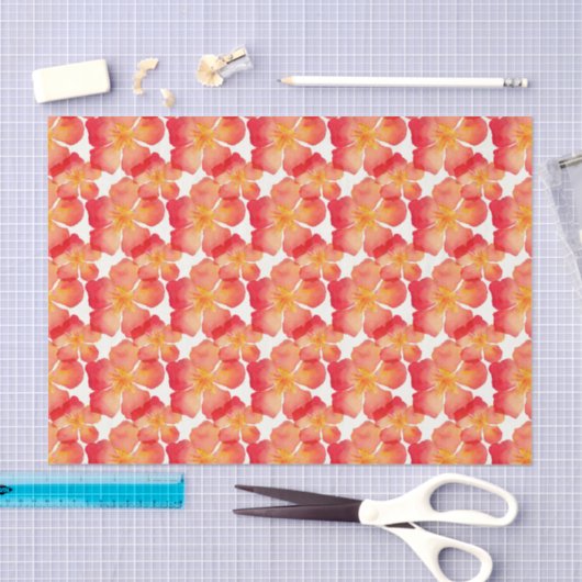 Oranje Oleander Floral Pattern Tissuepapier (Craft)