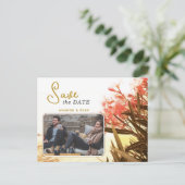 Oranje Oleander Flower Photo Weddenschap Save the  Aankondigingskaart (Staand voorkant)