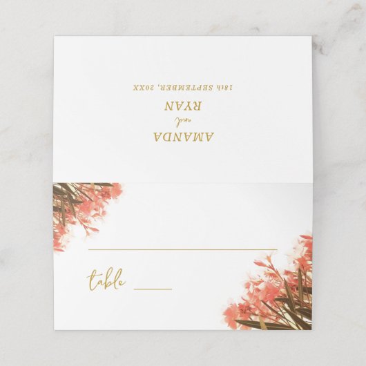 Oranje Oleander Flower Wedding Plaatskaartje (Buitenkant ongevouwen)