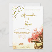 Oranje Oleander Flowers Beach Glitter Wedding Kaart (Voorkant)