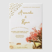 Oranje Oleander Flowers Beach Glitter Wedding Vellum Uitnodigingen (Voorkant)