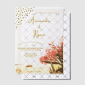 Oranje Oleander Flowers Beach Glitter Wedding Vellum Uitnodigingen (Offset (Uitnodiging))