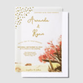 Oranje Oleander Flowers Beach Glitter Wedding Vellum Uitnodigingen (Offset)