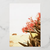 Oranje Oleander Flowers Beach Wedding Folie Uitnodiging (Achterkant)