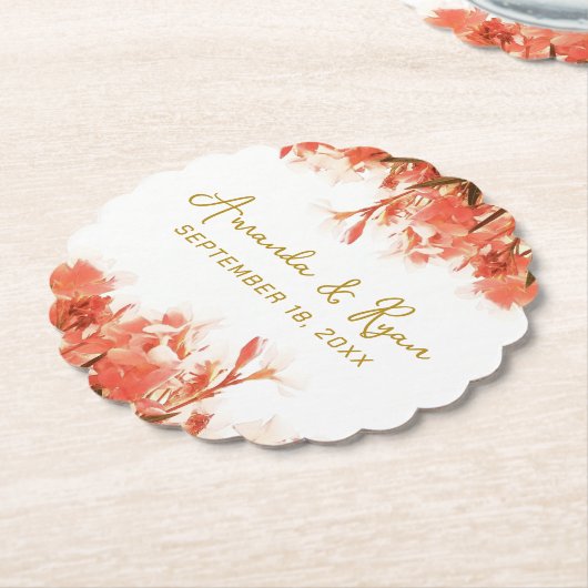 Oranje Oleander Flowers Floral Beach Wedding Kartonnen Onderzetters (Gekanteld)
