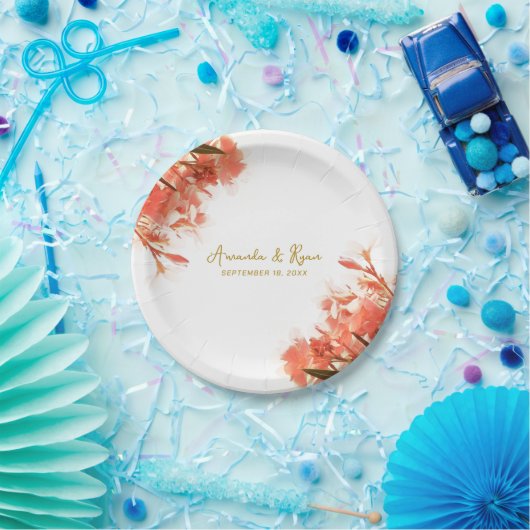 Oranje Oleander Flowers Floral Beach Wedding Papieren Bordje (Feest)