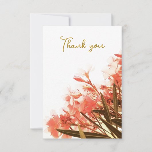 Oranje Oleander Flowers Floral Script Weduwschap Bedankkaart (Achterkant)